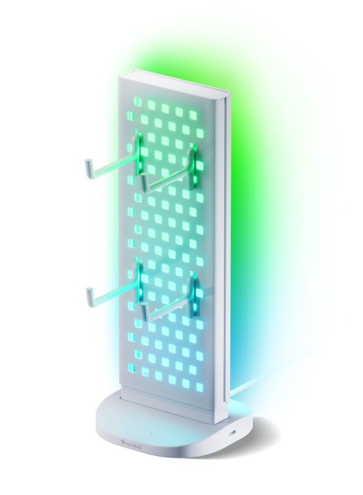 Nanoleaf Pegboard Desk Dock with LED Display | RGB Light Effects, Desk Storage, Connectivty, Stylish Desk Set-up for Gen Z, Compatible with Mac & Windows - White - Image 1